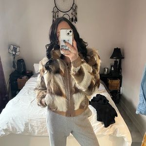 Vintage Fur Bomber Jacket